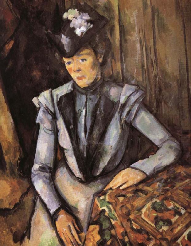 woman was wearing blue clothes, Paul Cezanne